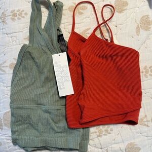 NWT XL Urban Outfitters Ribbed Camisoles in Moss and Terra Cotta